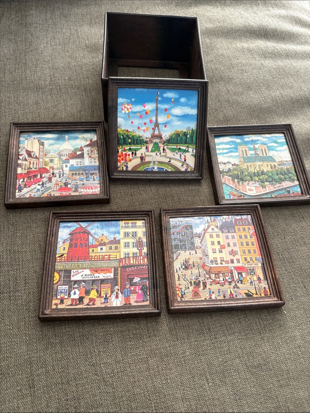 Parisian Landmark Coasters |Bin Kashiwa illustrations |Multi-Color |Wood framed